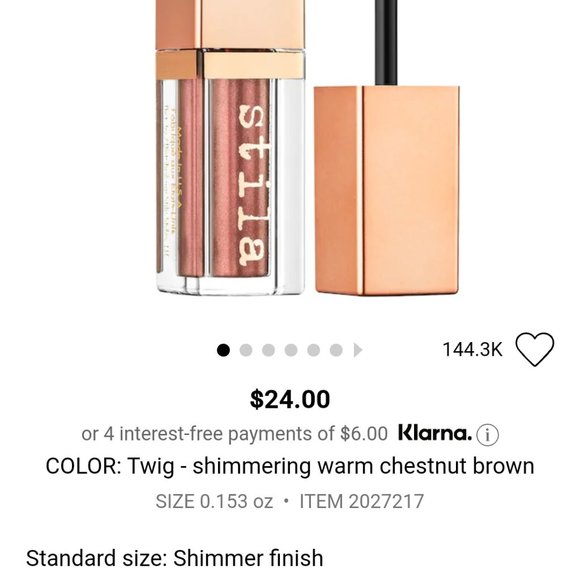 Stila Shimmer & Glow Liquid Eyeshadow #Twig NWOB! - Picture 2 of 8
